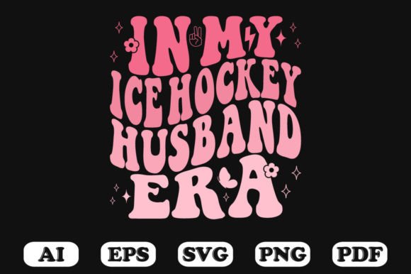 In My Ice Hockey Husband Era Retro Wavy Graphics